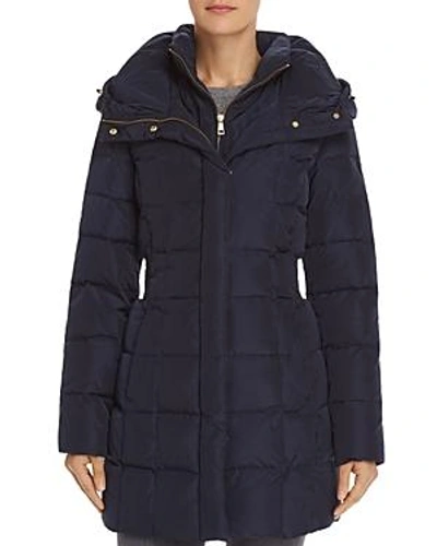 Shop Cole Haan Zip-front Puffer Coat In Navy