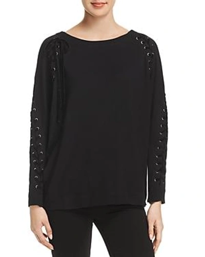 Shop Love Scarlett Lace-up Sweatshirt In Black