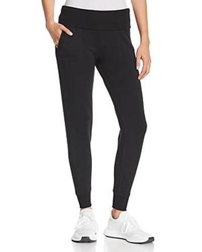 Shop Beyond Yoga Fold-over Fleece Sweatpants In Black