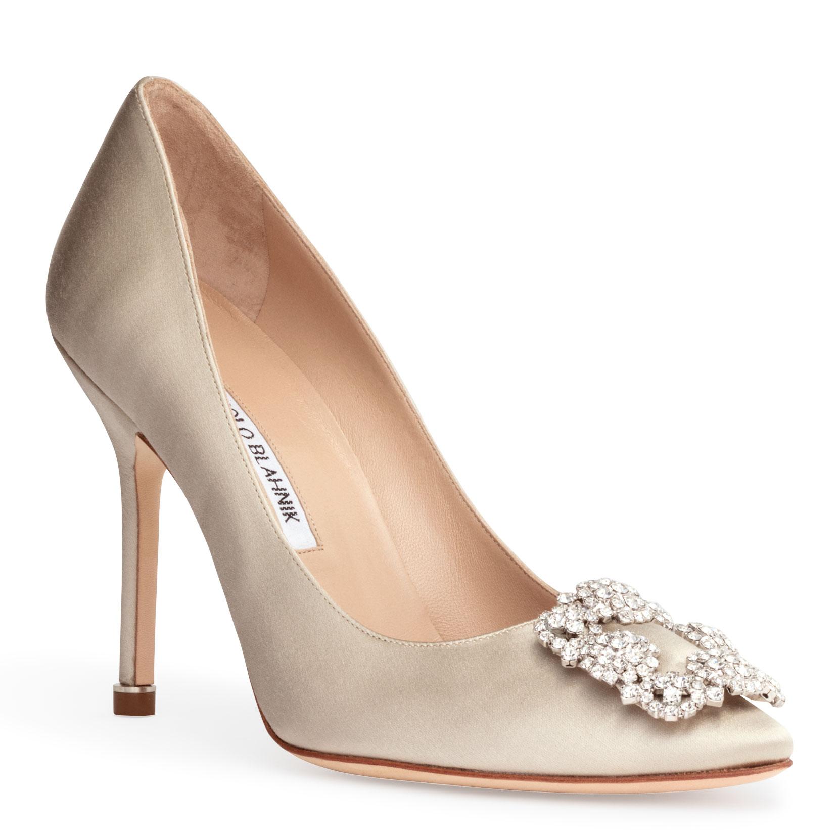 Manolo Blahnik Hangisi 105 Champagne Satin Pumps In Beige | ModeSens