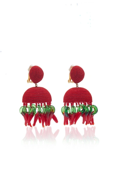 Shop Rebecca De Ravenel Paprika Earrings In Red