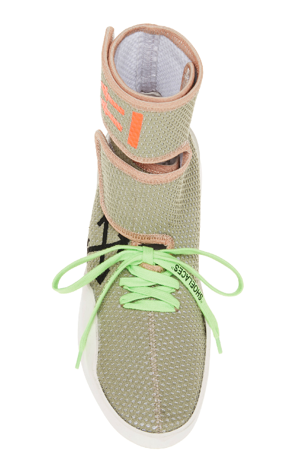 off white moto wrap on feet