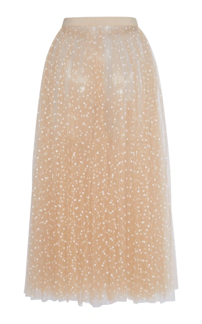 Shop Khaite Elisabetta Dotted Tulle Midi Skirt In Neutral