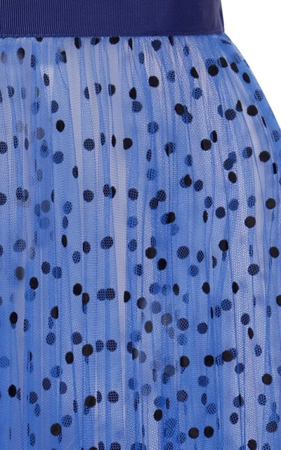 Shop Khaite Elisabetta Dotted Tulle Midi Skirt In Blue
