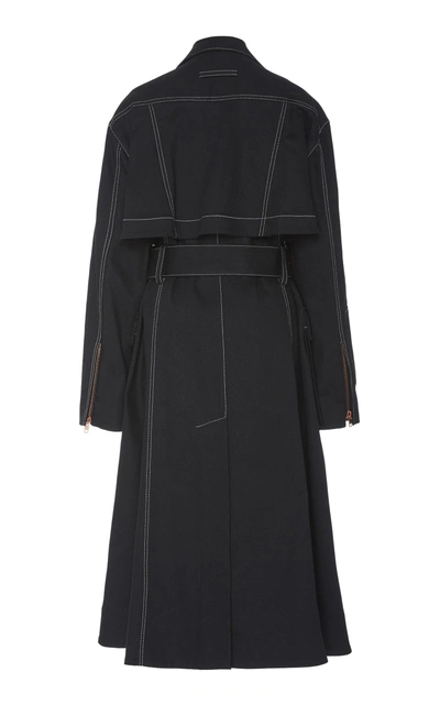 Shop Proenza Schouler Belted Stretch Denim Trench Coat In Black