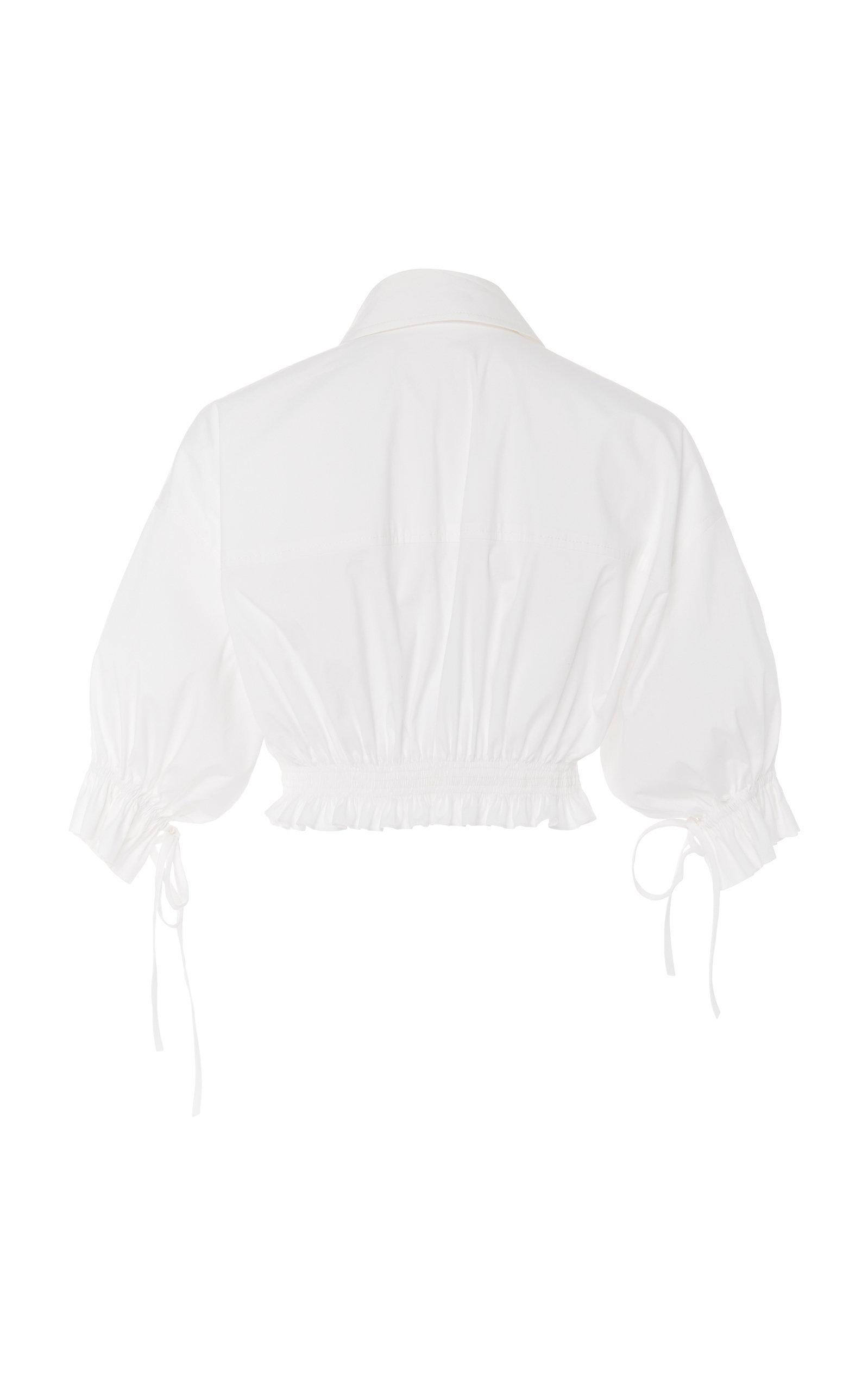Carolina Herrera Cropped Oversized Collar Shirt In White | ModeSens