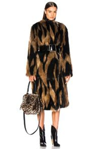 Shop Givenchy Patchwork Faux Fur Coat In Black,brown