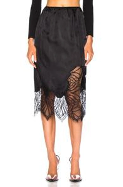 Shop Helmut Lang Lace Slip Skirt In Black