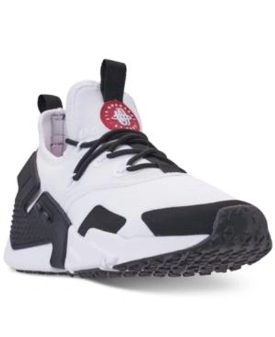 Shop Nike Men's Air Huarache Run Drift Casual Sneakers From Finish Line In White/gym Red-black-white