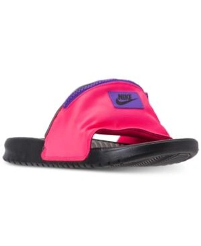 Shop Nike Men's Benassi Jdi Fanny Pack Slide Sandals From Finish Line In Hyper Punch/black-hyper G