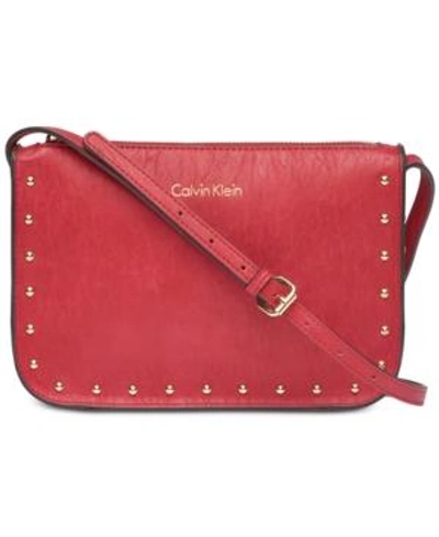 Shop Calvin Klein Cora Crossbody In Red/slvr Metllc