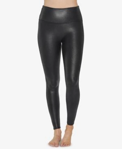 Shop Spanx Pebbled Faux-leather Leggings In Pebble Grey