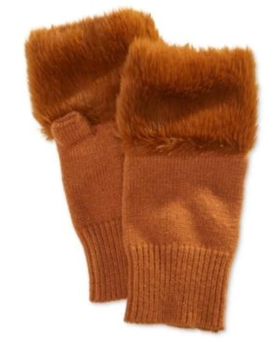 Shop Steve Madden Faux Fur Hand Warmer In Rust