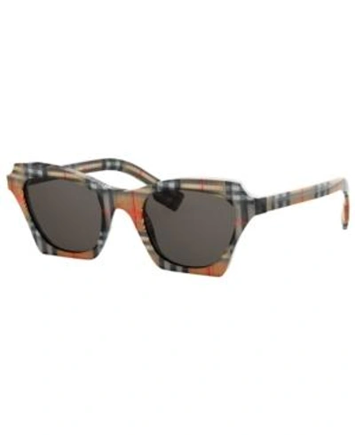 Shop Burberry Sunglasses, Be4283 49 In Vintage Check / Brown