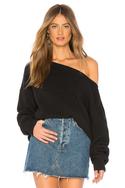 Shop Callahan X Revolve Shaker Knit Off Shoulder Sweater In Black