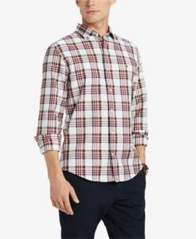 Shop Tommy Hilfiger Men's Ray Classic Fit Plaid Shirt, Created For Macy's In Bright White