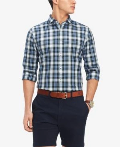 Shop Tommy Hilfiger Men's Mullins Classic Fit Plaid Shirt, Created For Macy's In Peacoat