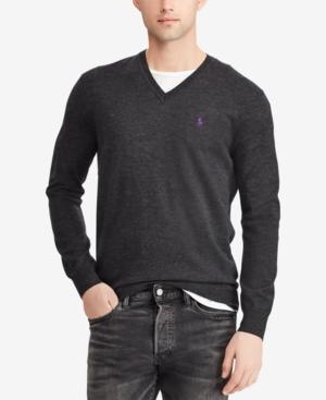 polo merino wool v neck sweater