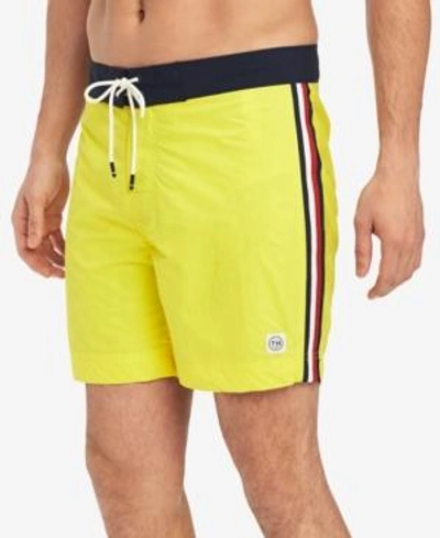 Shop Tommy Hilfiger Men's Gilbert 5 1/2" Board Shorts, Created For Macy's In Golden Kiwi