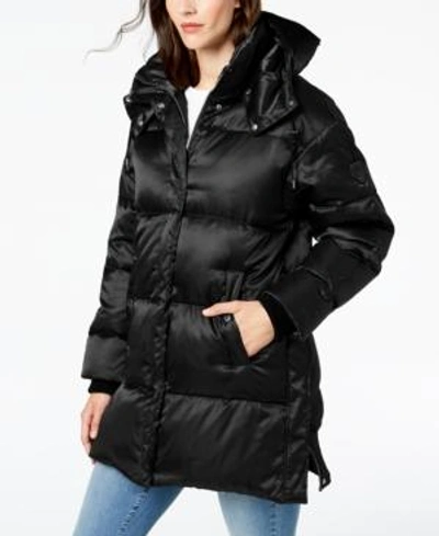 Shop Vince Camuto Hooded Puffer Coat In Black