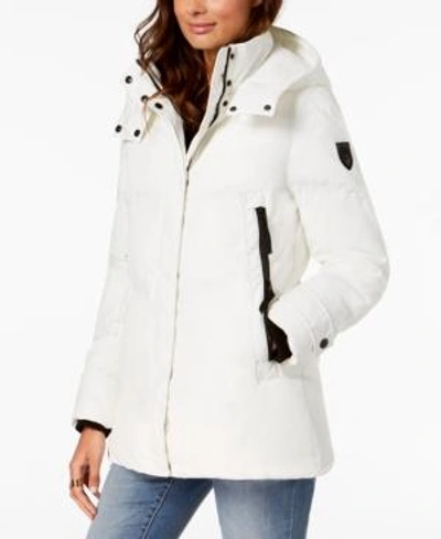 Shop Vince Camuto Hooded Puffer Coat In White