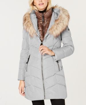 calvin klein faux fur puffer jacket
