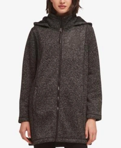 Shop Dkny Hooded Faux-fur-lined Jacket In Black Combo