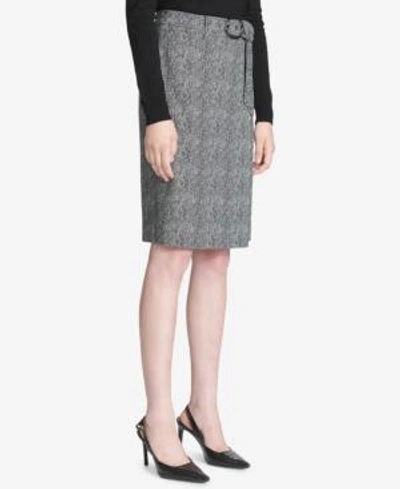 Shop Calvin Klein Belted Pencil Skirt In Herringbone