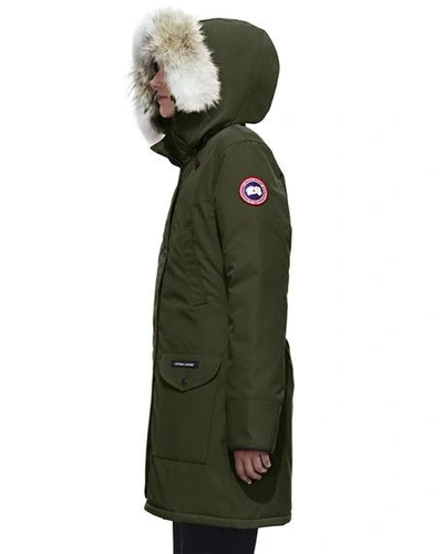 Shop Canada Goose Trillium Down Parka Coat With Natural Coyote Fur Trim In Military Green