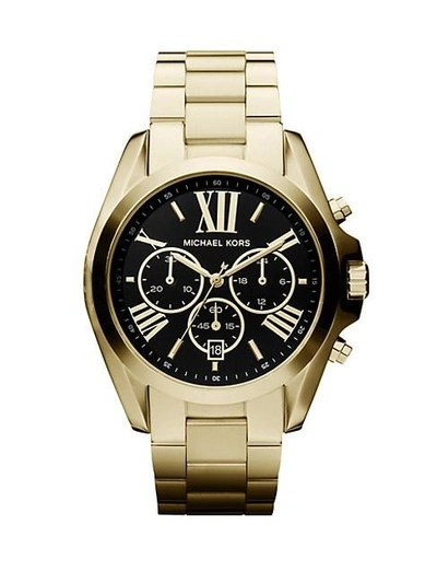 Shop Michael Kors Bradshaw Chronograph Goldtone Ip Stainless Steel Bracelet Watch