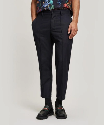 Shop Ymc You Must Create Washed Flannel Trousers In Navy