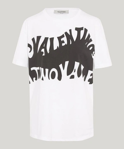 Shop Valentino Wave T-shirt In White / Black