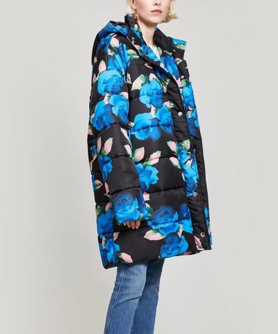 Shop Msgm Floral Puffer Jacket In White