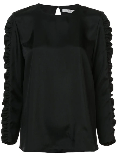 Shop Tibi Mendini Frilled Sleeve Blouse - Black