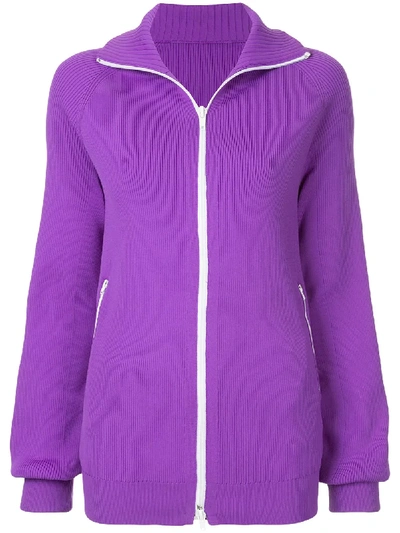 Shop Tibi Tech Poly Track Cardigan - Purple