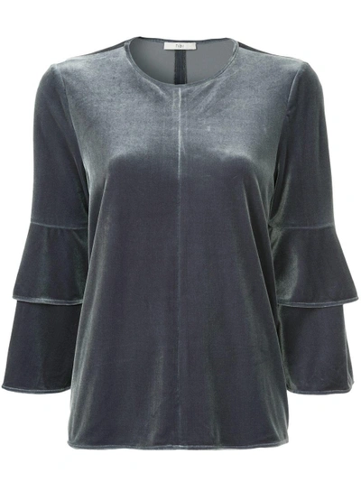 Shop Tibi Velvet Bell Sleeve Top - Grey