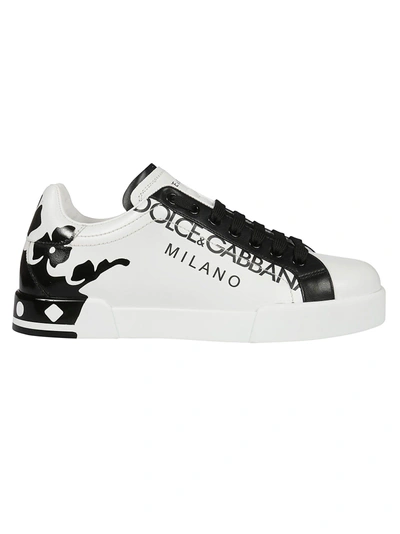 Shop Dolce & Gabbana Portofino Sneakers In Bianco Nero