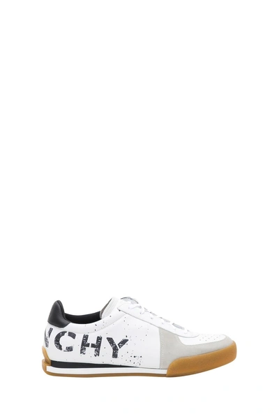 Shop Givenchy Stencil Leather Sneakers In Bianco/nero