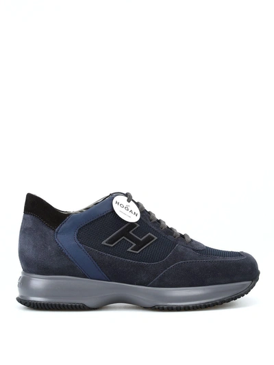 Shop Hogan New Interactive Blue Suede Sneakers In Dark Blue