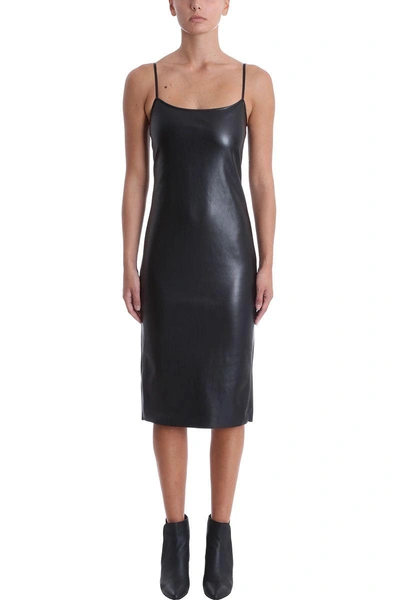 Shop Theory Skinny Black Leather Slip Dress