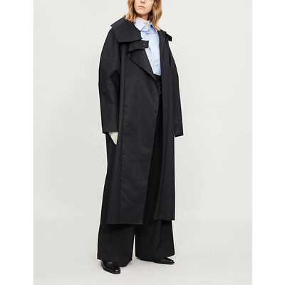 Shop Awake High-neck Oversized Cotton Coat In Black