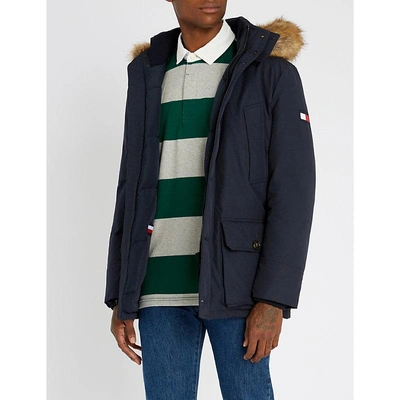 Tommy Hilfiger Hampton Padded Cotton-blend And Faux-fur Hooded Parka In  413-sky Captain | ModeSens