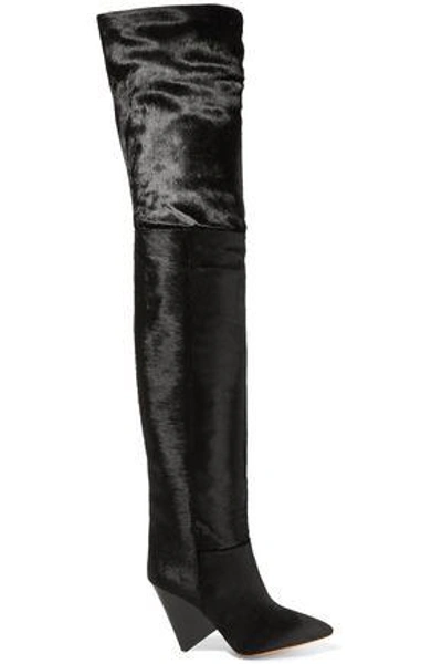 Shop Isabel Marant Calf Hair Thigh Boots In Black