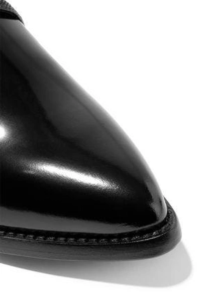 Shop Valentino Patent-leather Brogues In Black