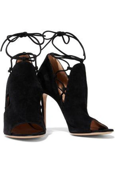Shop Gianvito Rossi Lace-up Suede Pumps In Black