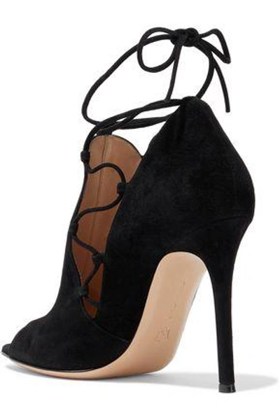 Shop Gianvito Rossi Lace-up Suede Pumps In Black