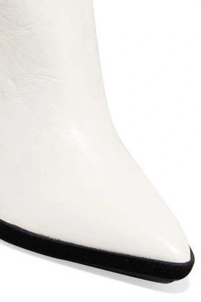 Shop Off-white &trade; Woman Printed Leather Knee Boots White