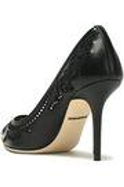 Shop Dolce & Gabbana Woman Cutout Embroidered Leather And Mesh Pumps Black