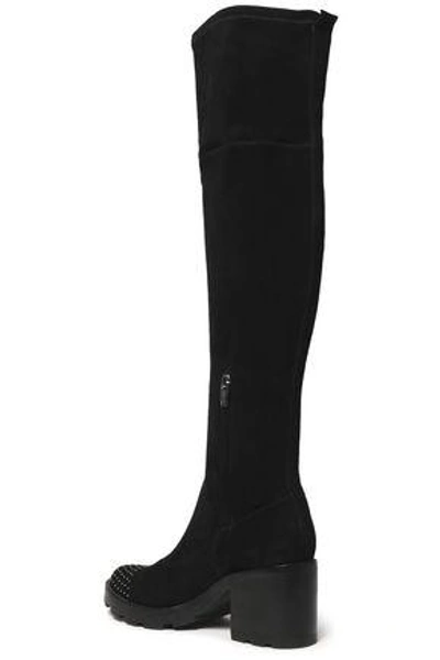 Shop Sigerson Morrison Woman Gemma Studded Stretch-leather Thigh Boots Black