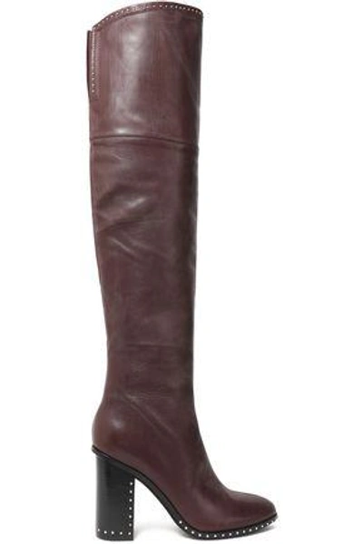 Shop Sigerson Morrison Woman Mars Studded Thigh Boots Merlot